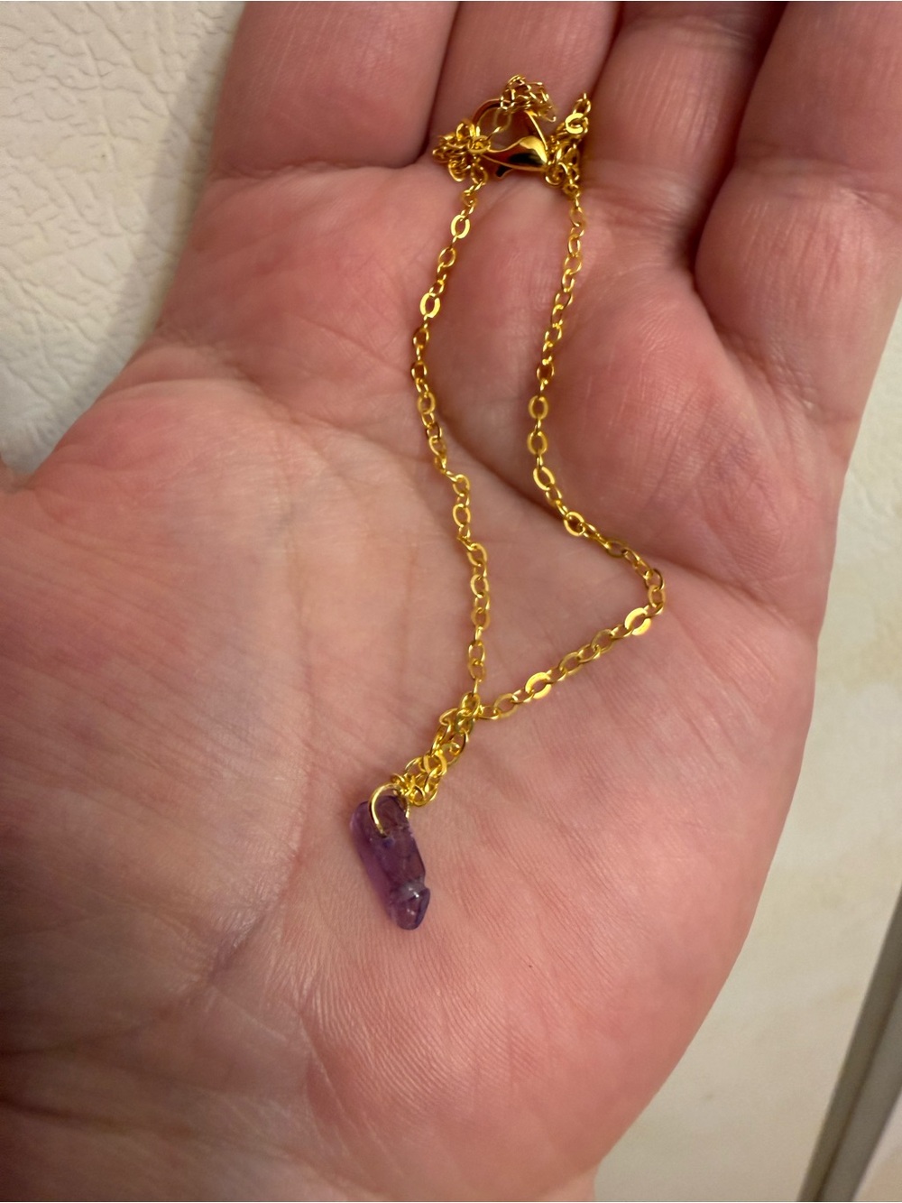 Gold Chain bracelet with Purple Amethyst Pendant
